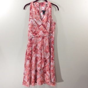 WHBM Dress Floral Sleeveless Surplice Neck Ruffle